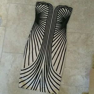 Strapless Nude & Black Hourglass Design Dress